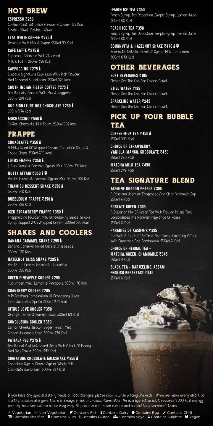 Recess at Hilton Embassy GolfLinks menu