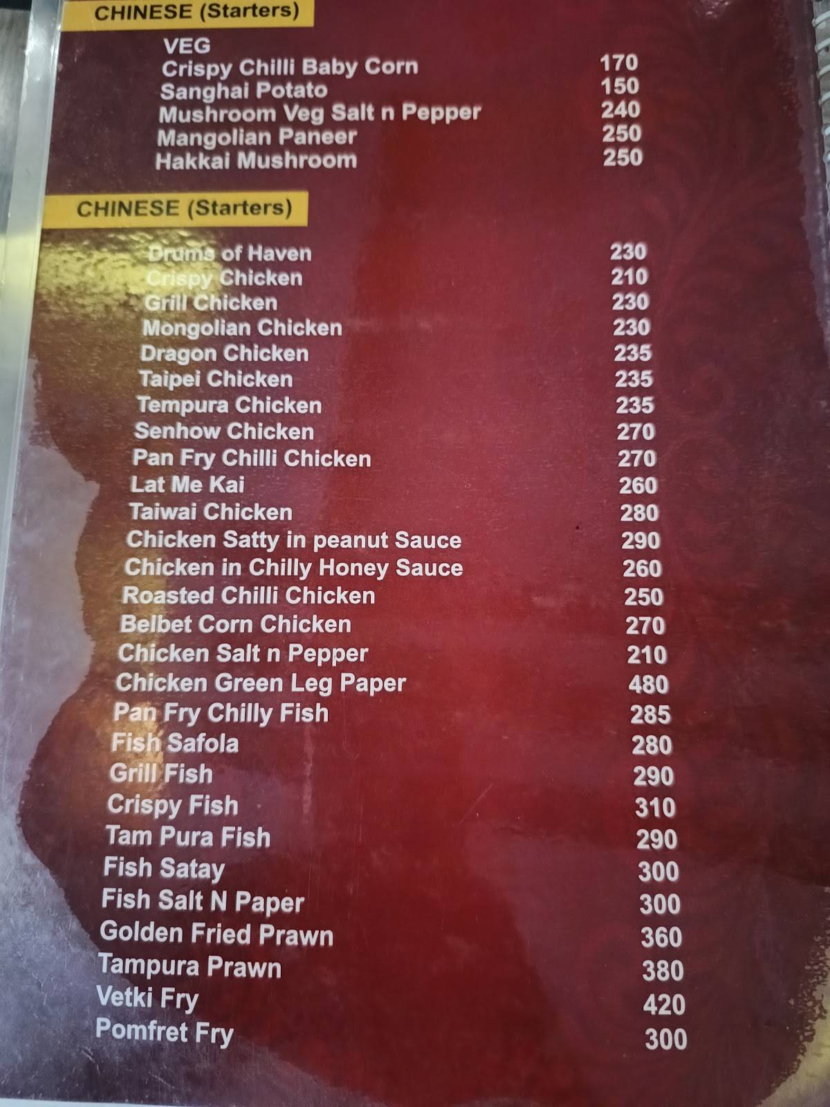 Red Chilli Chandannagar menu