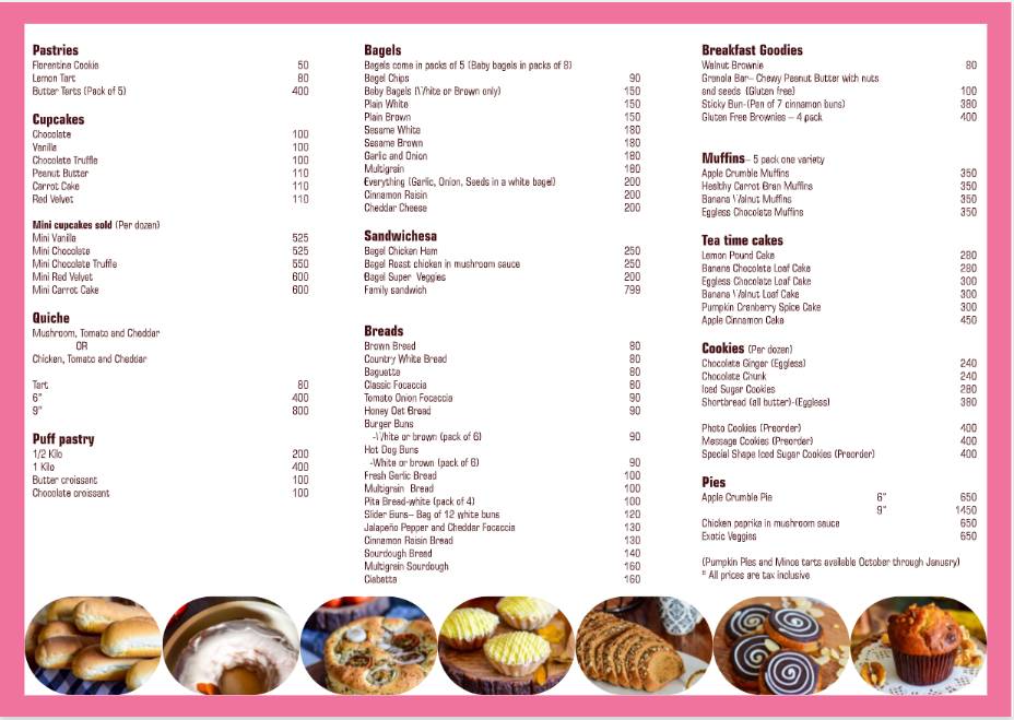 Red Moon Bakery menu