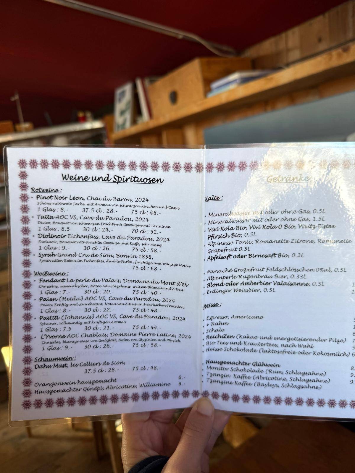 Menu de Refuge de l'espace