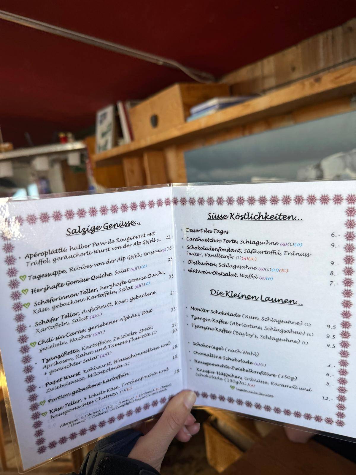 Menu de Refuge de l'espace