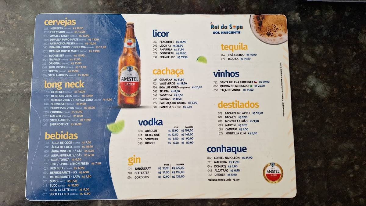 Rei da Sopa cardápio