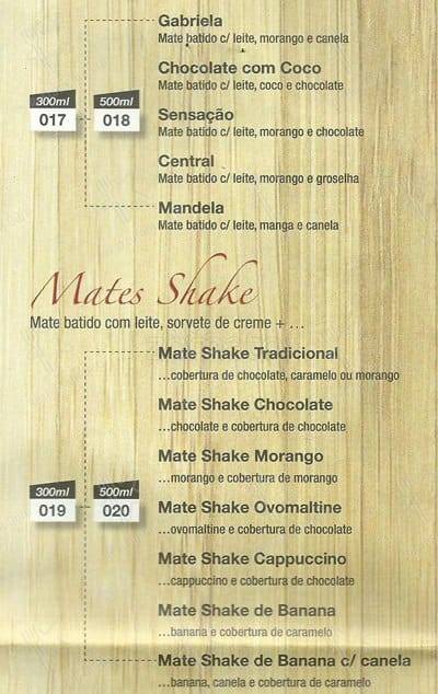 Rei do Mate cardápio