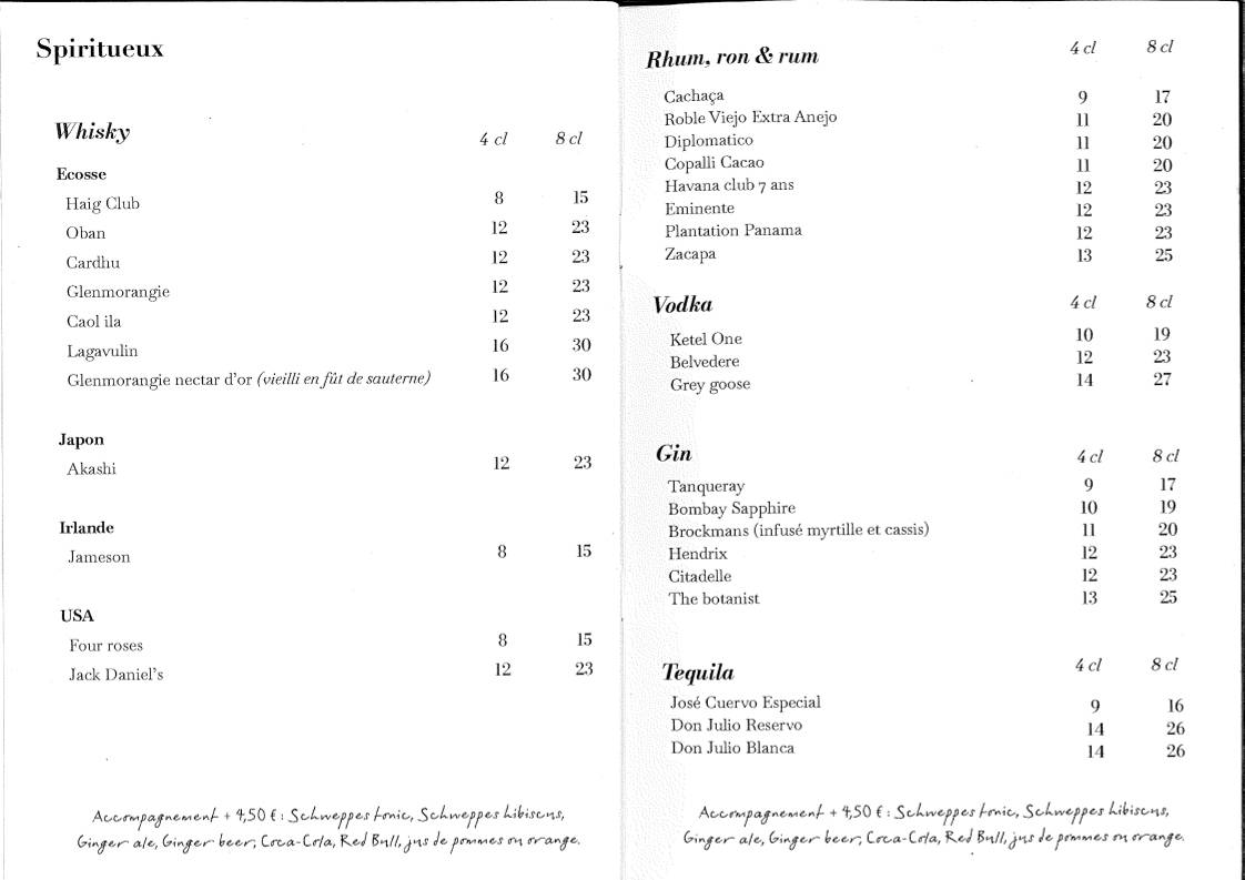 Menu de L'Apostrophe