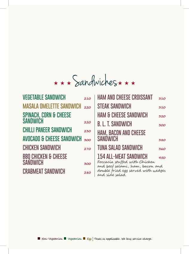 154 Breakfast Club menu