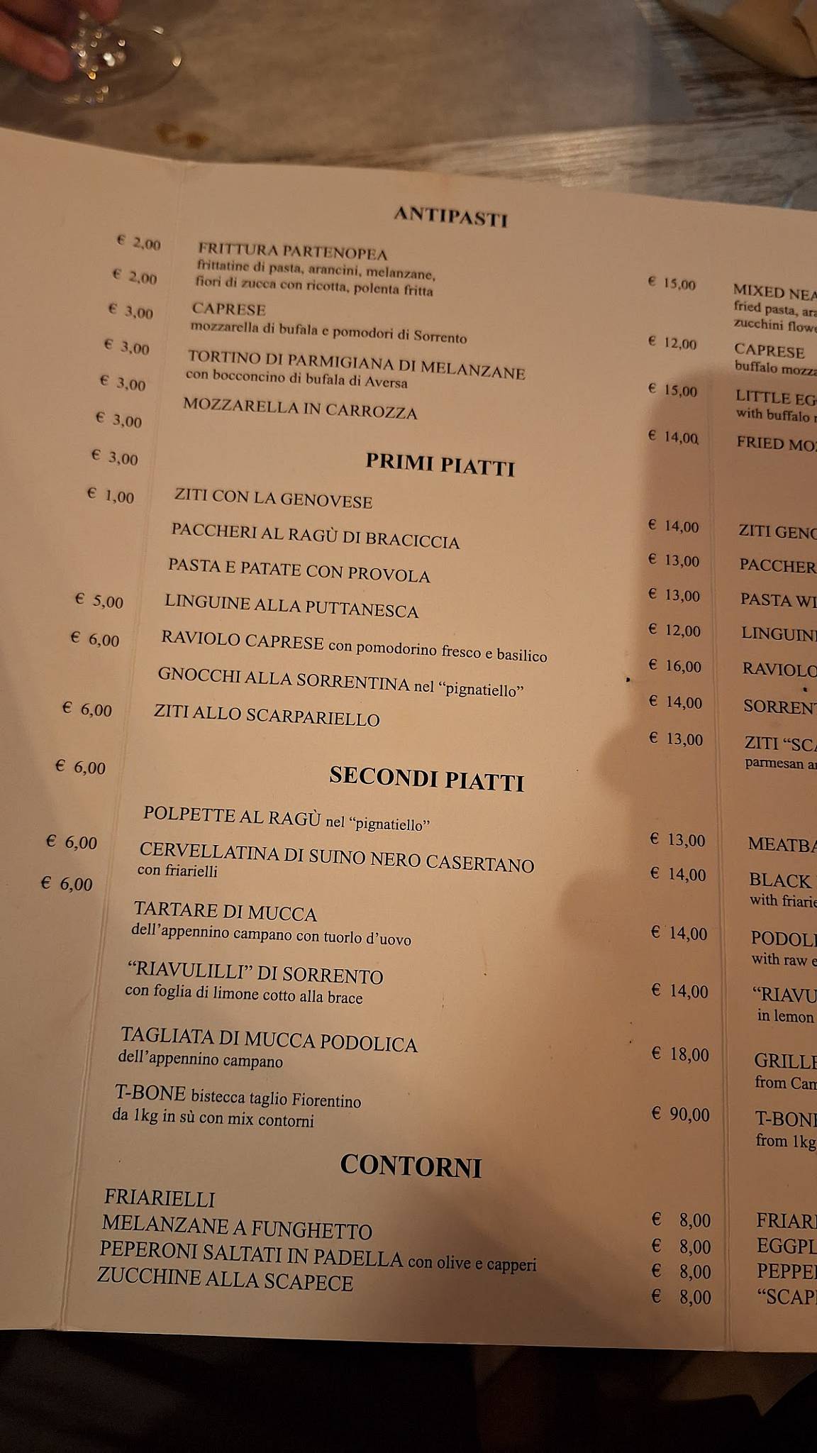 Menu di A Casa d' 'e Femminielli 