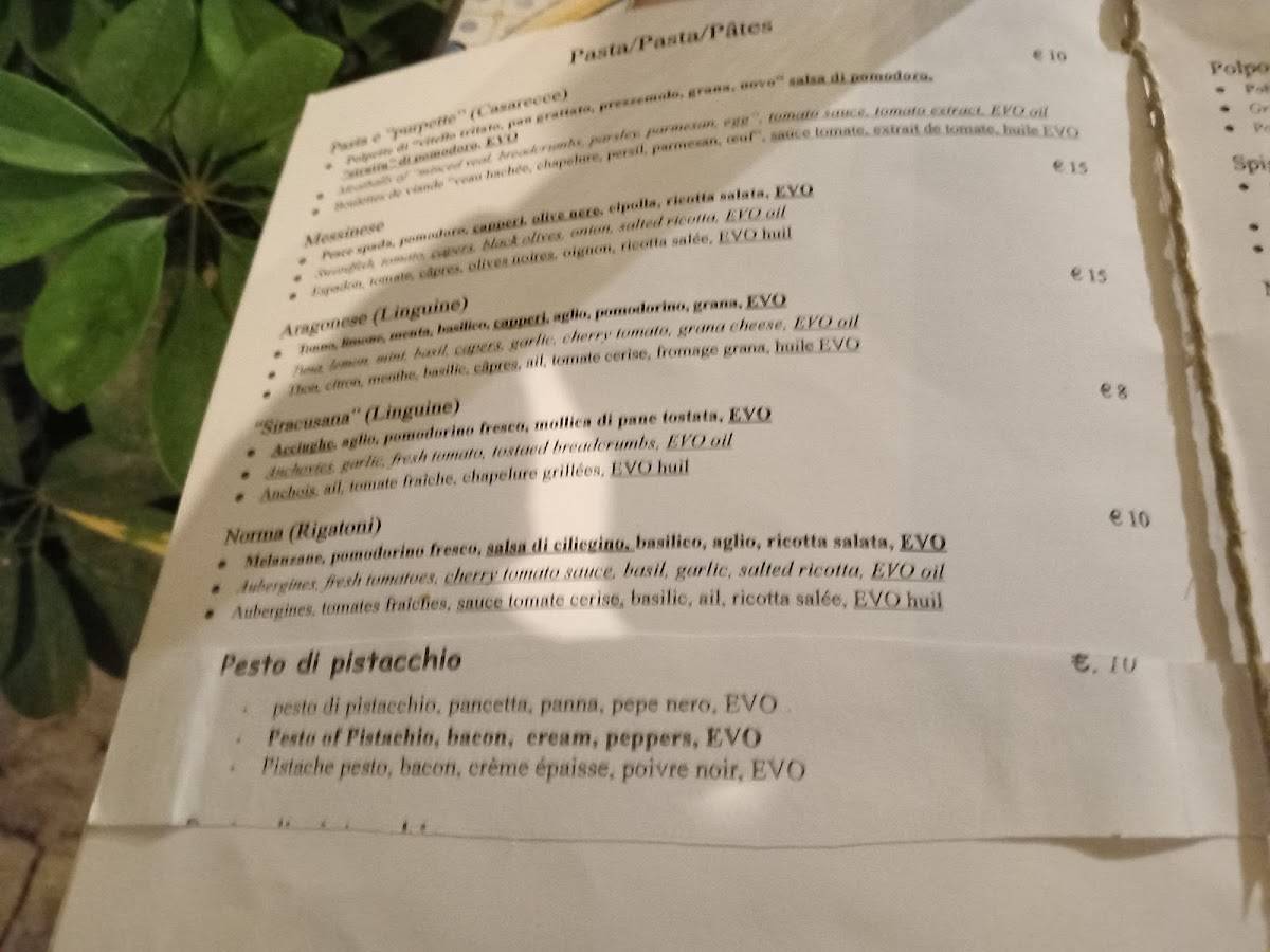 Menu di A Putia di Giugiò 