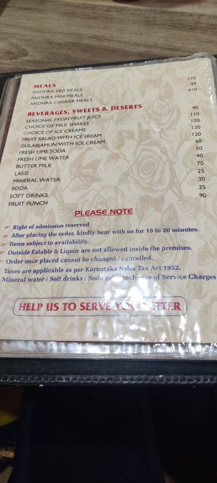 ATITHI GRAND - KANAKPURA ROAD menu