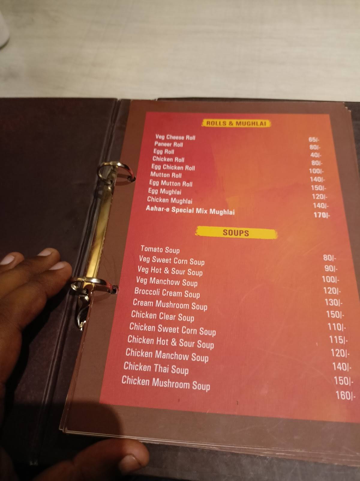 Aahar-e-Darbar menu