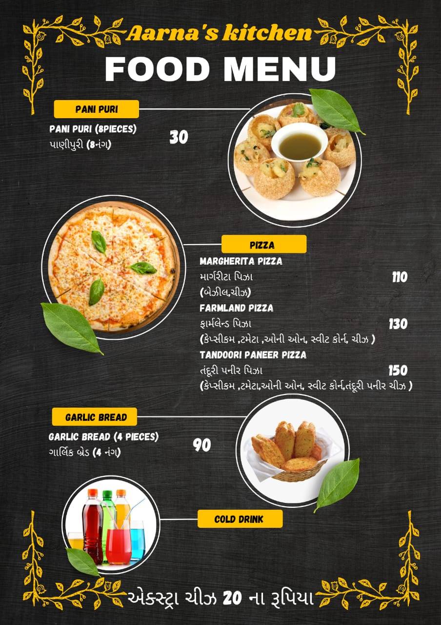 Aarna's kitchen menu