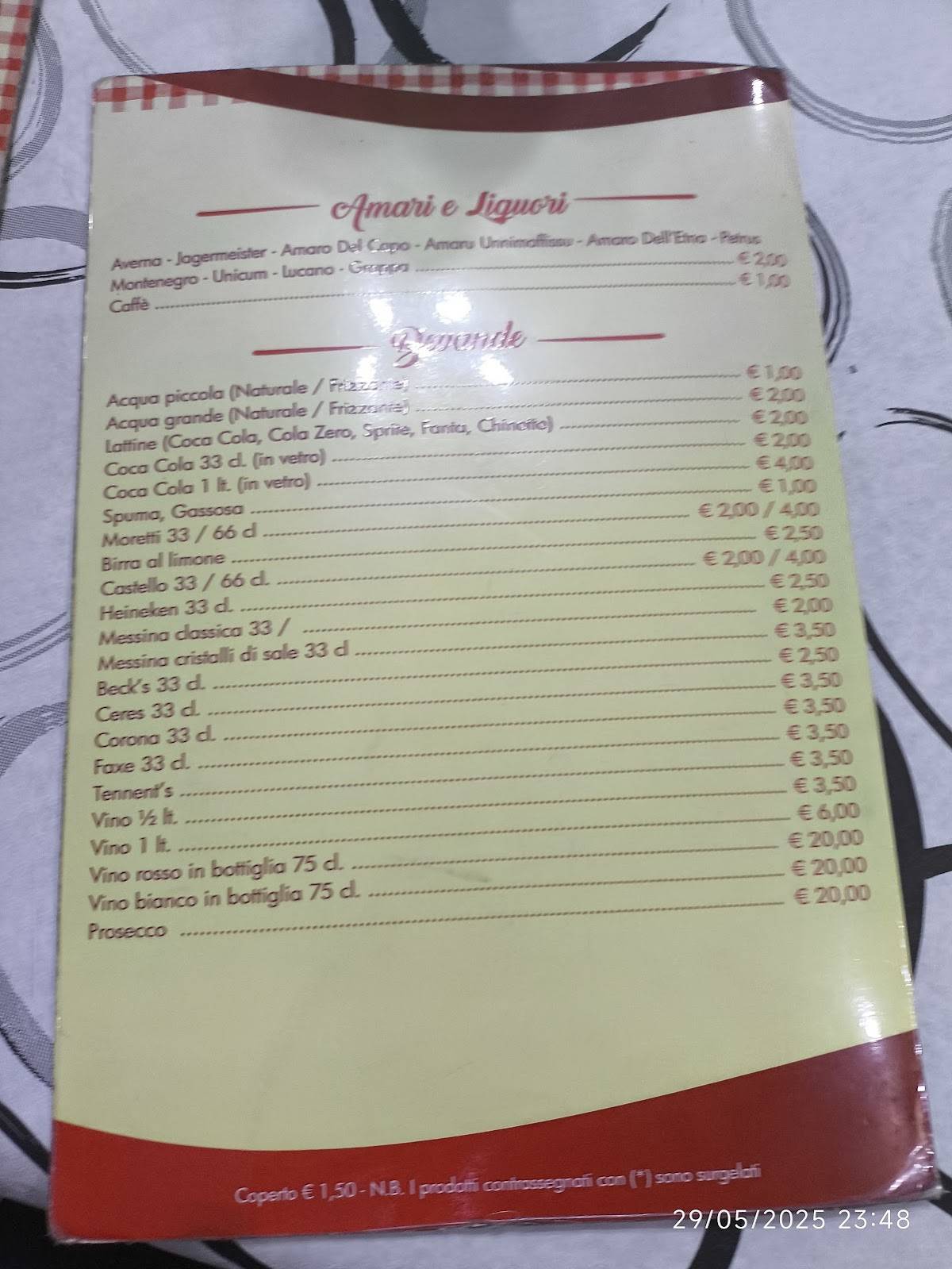Menu di Trattoria Achille 