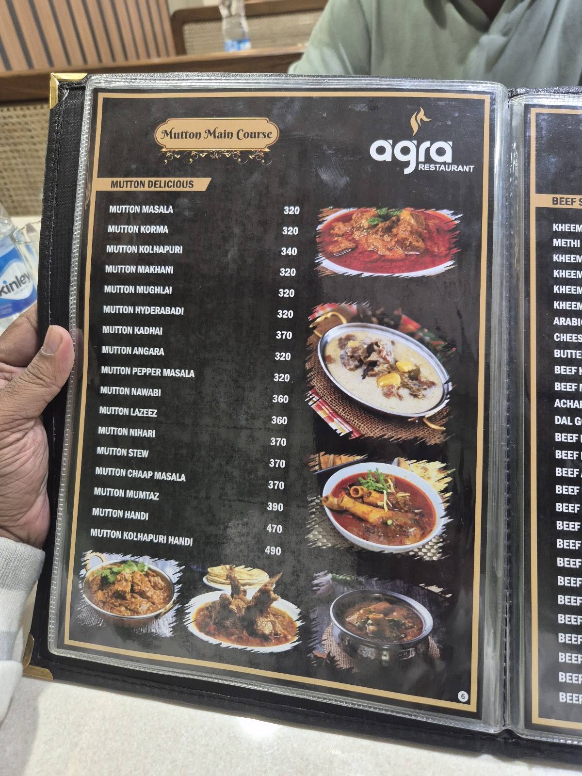 Agra Restaurant menu