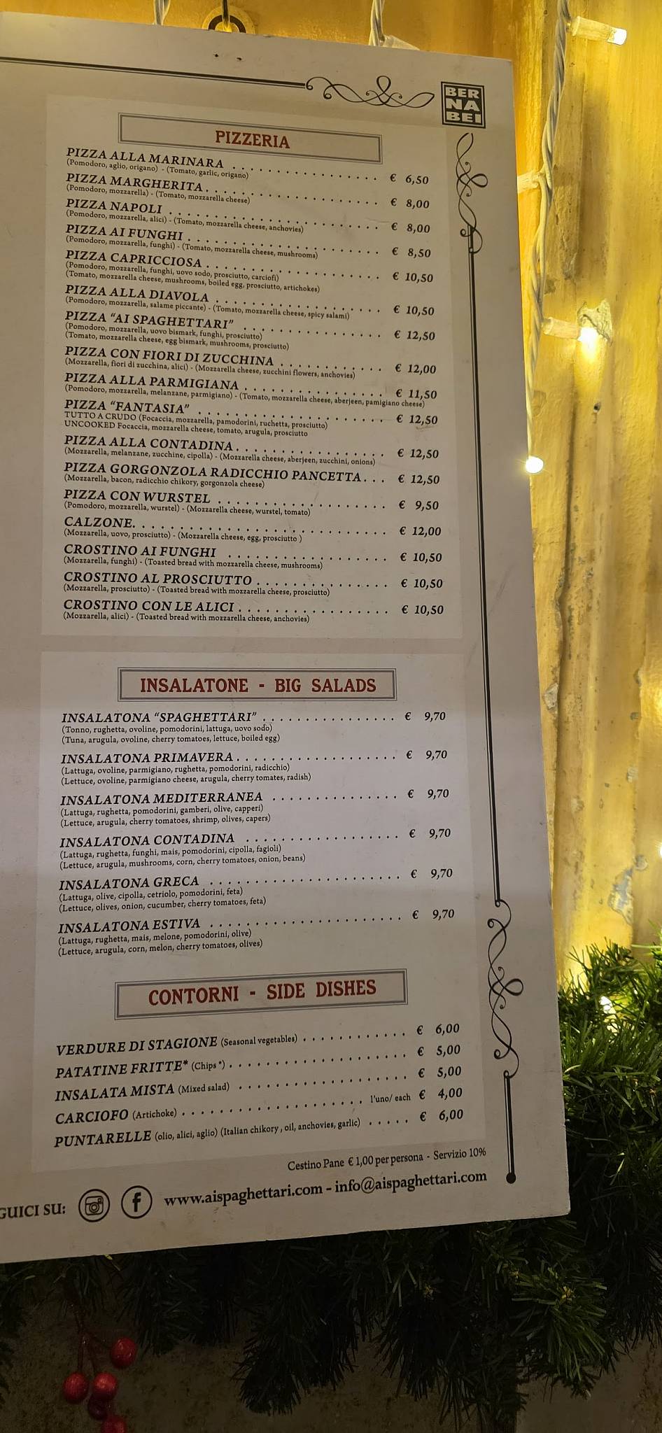Menu di Ristorante Ai Spaghettari Dal 1896 