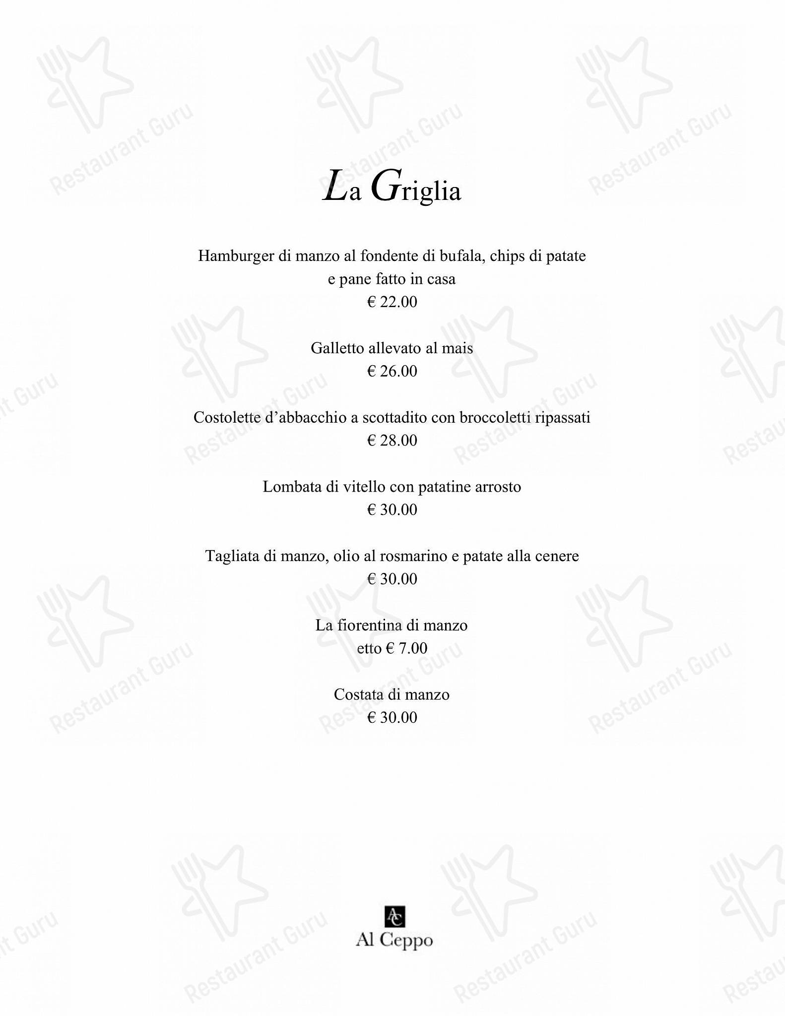 Menu Dinner per Ristorante al Ceppo ristorante