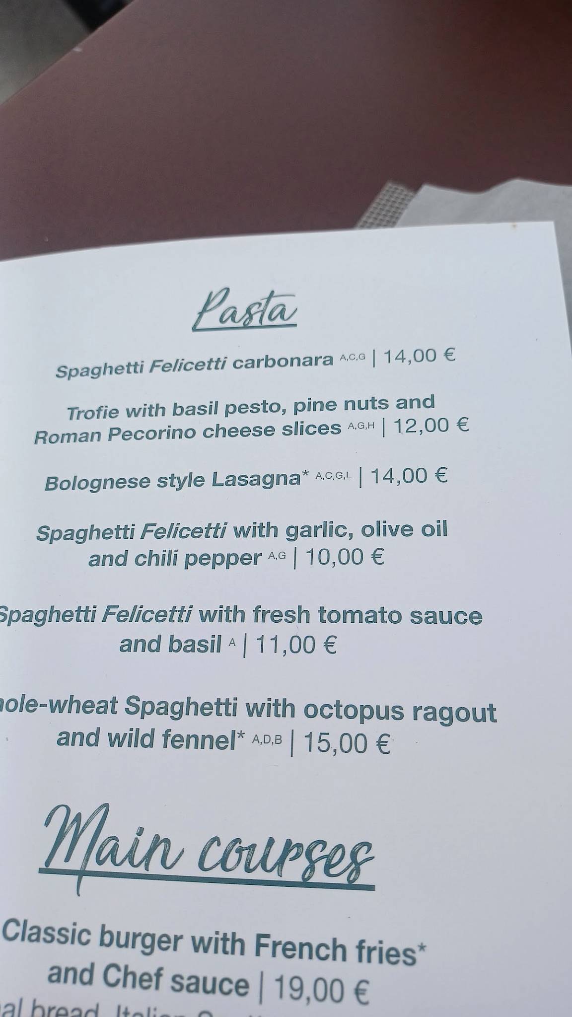 Menu di Ristorante Al Fortino 
