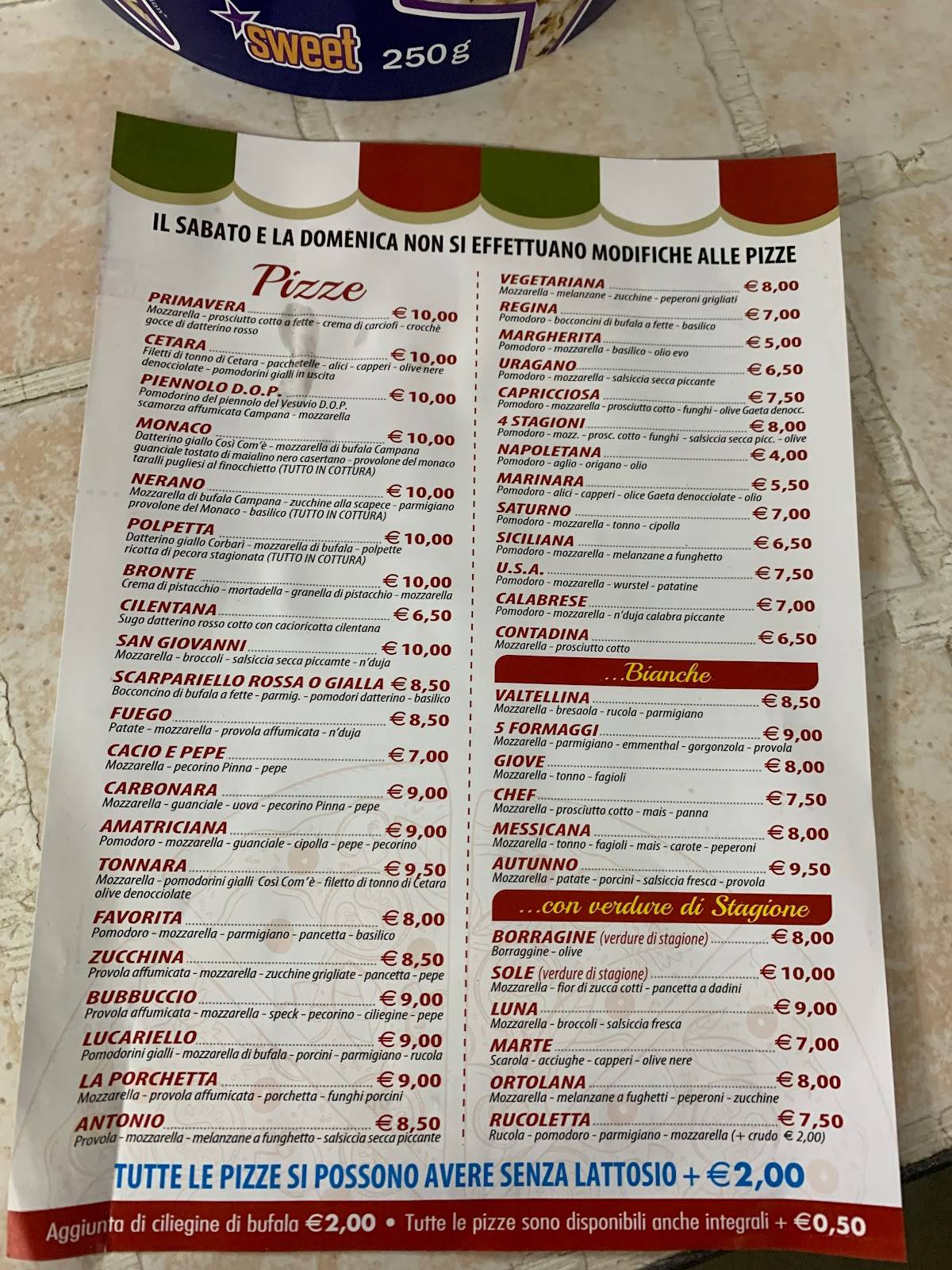 Menu di al posto fisso 