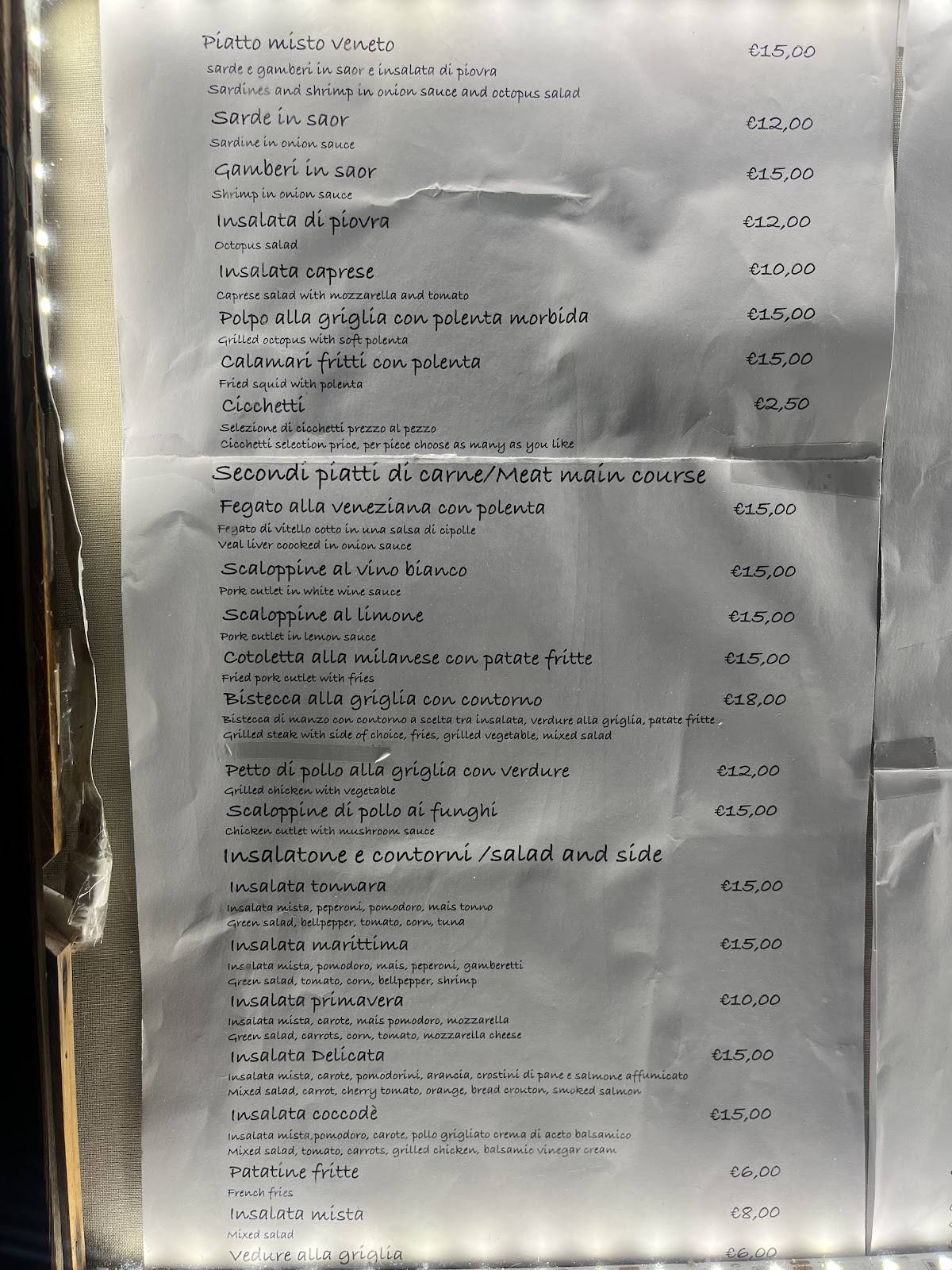Menu di Al Vecio Forner 