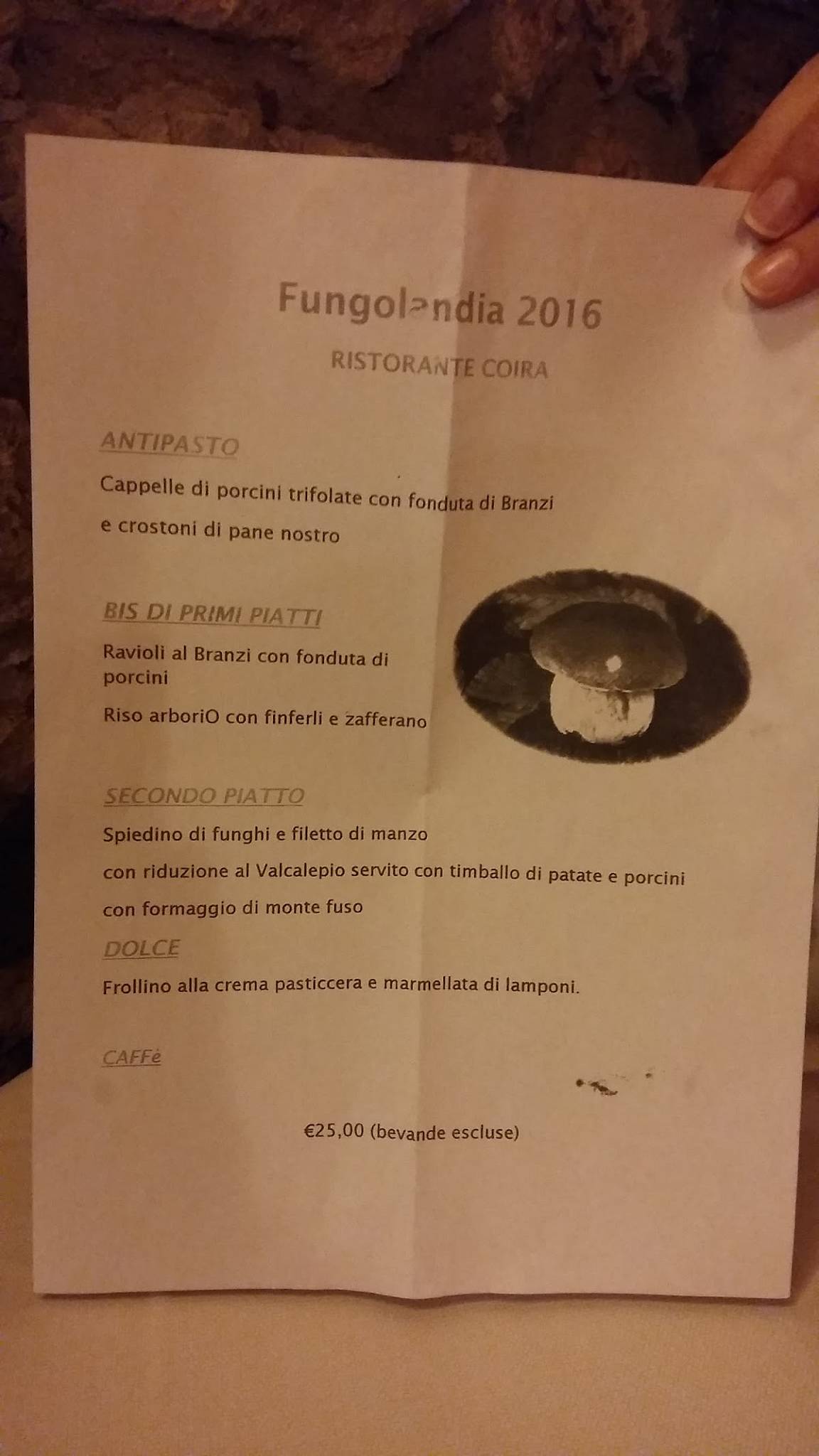 Menu di Albergo Ristorante Coira 