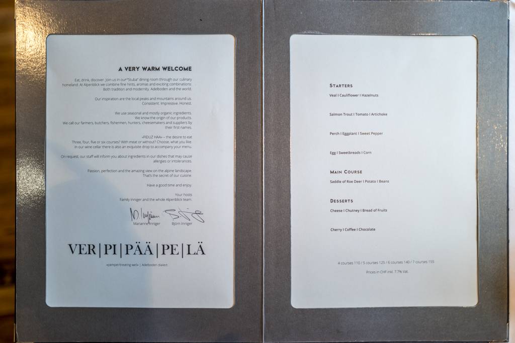 Menu di Restaurant Alpenblick Adelboden 