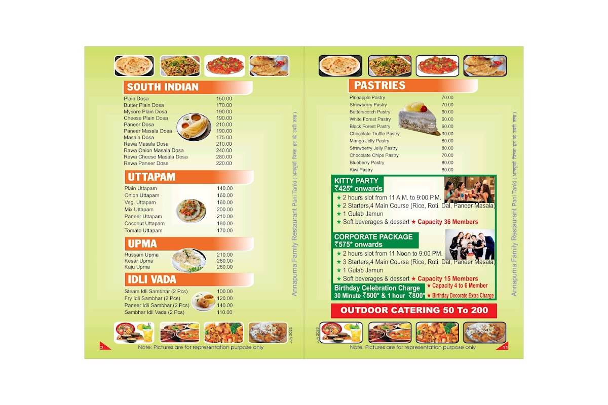 Annapurna Pizza Hut menu