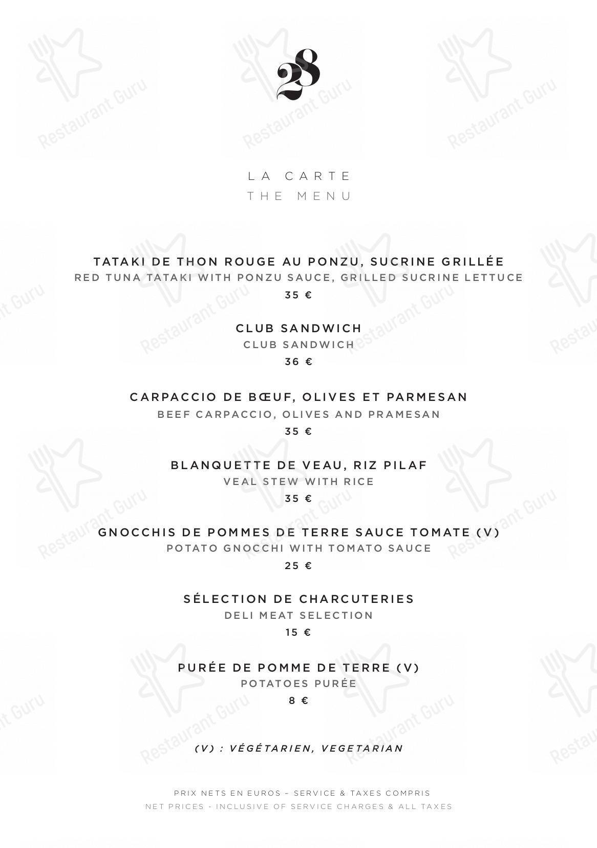 Menu pour Le Pavillon de la Reine - Коктейльная карта