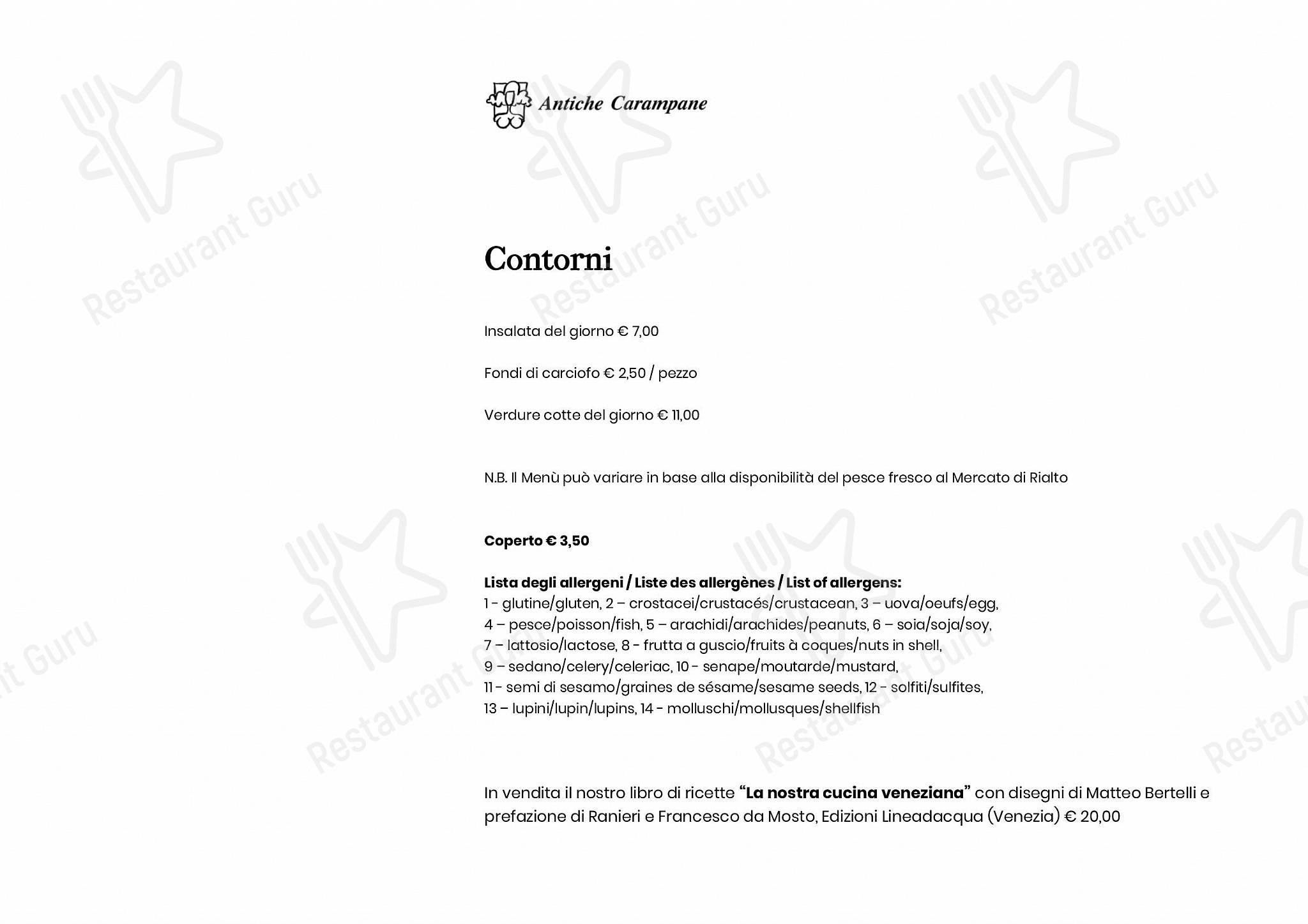 Takeaway Menu per Le Antiche Carampane ristorante
