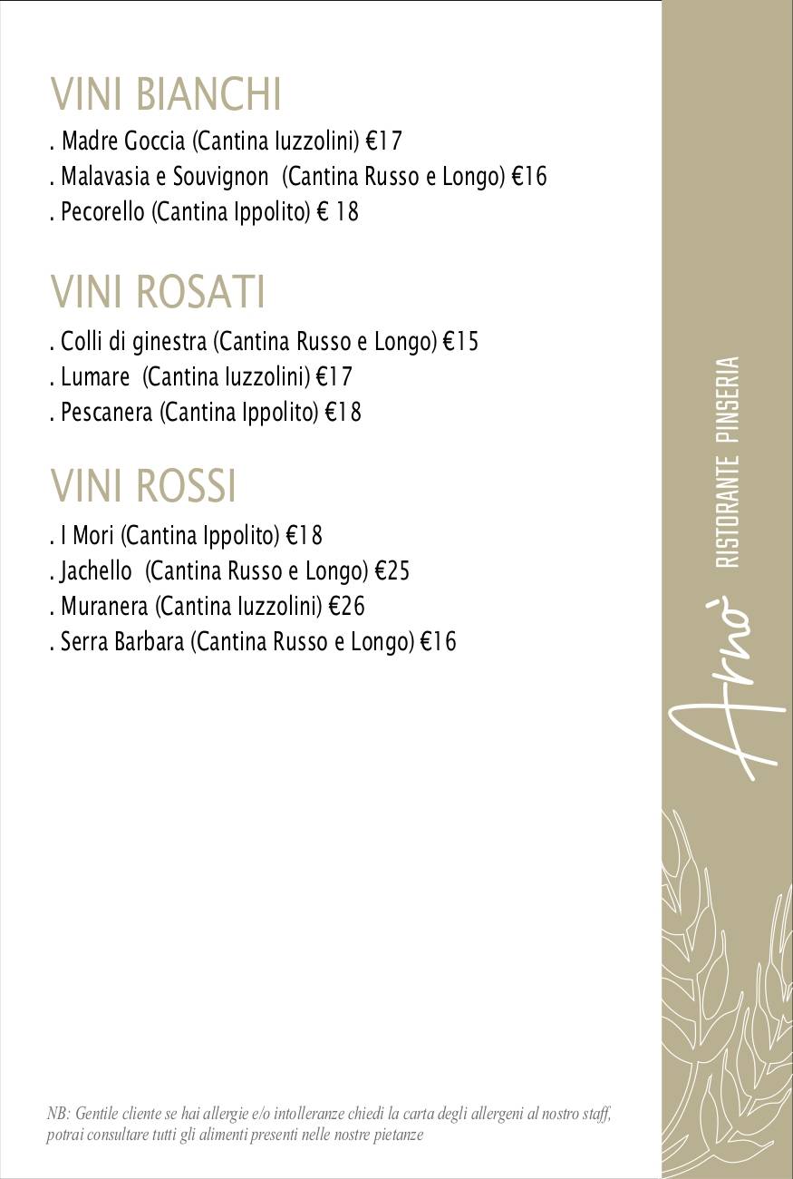 Menu di Arnò Ristorante e Pinseria 