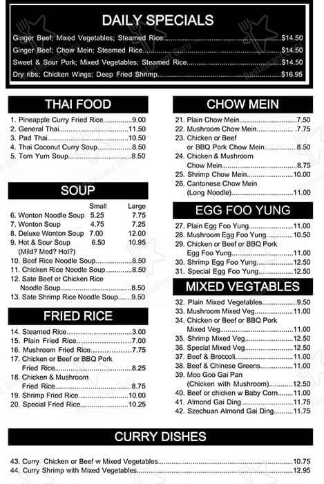 Asian Kitchen menu