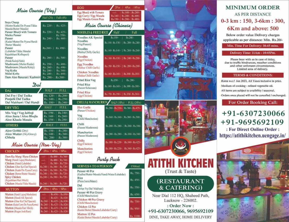 Atithi Kitchen menu