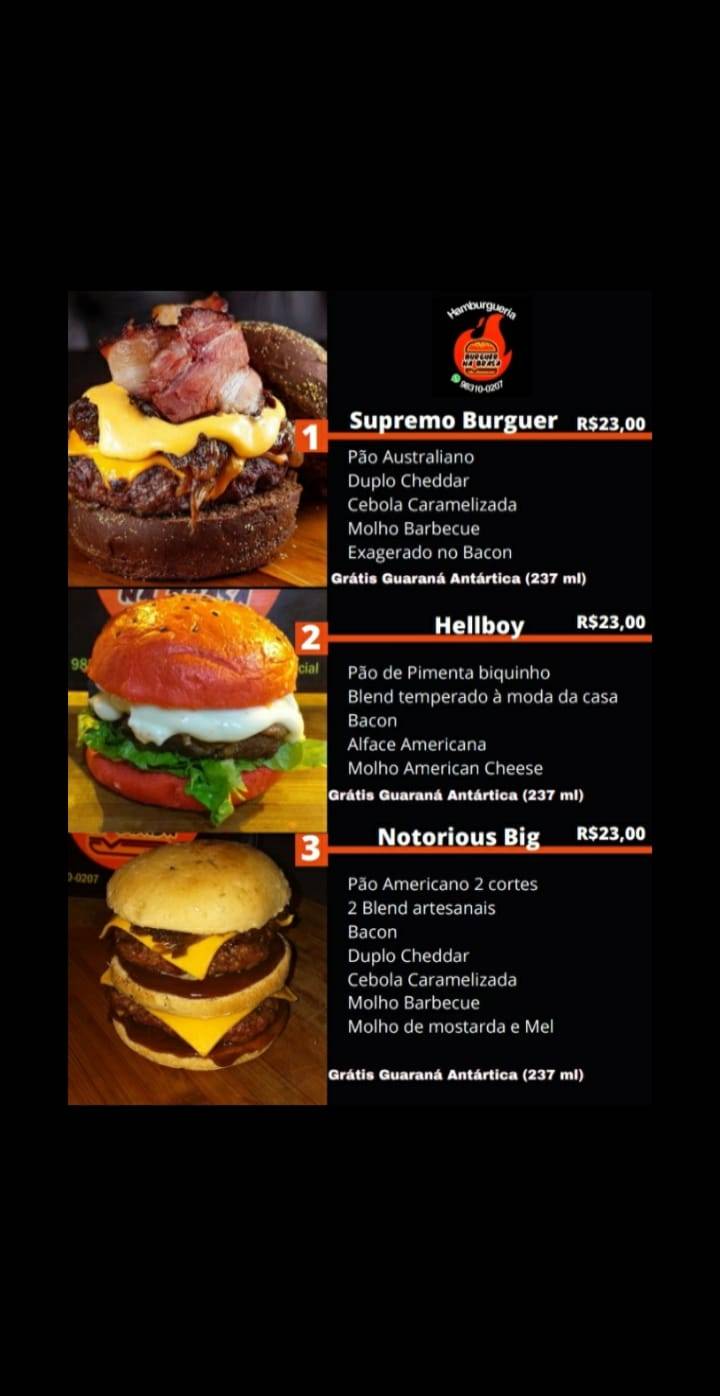 BURGUER NA BRASA HAMBURGUERIA cardápio