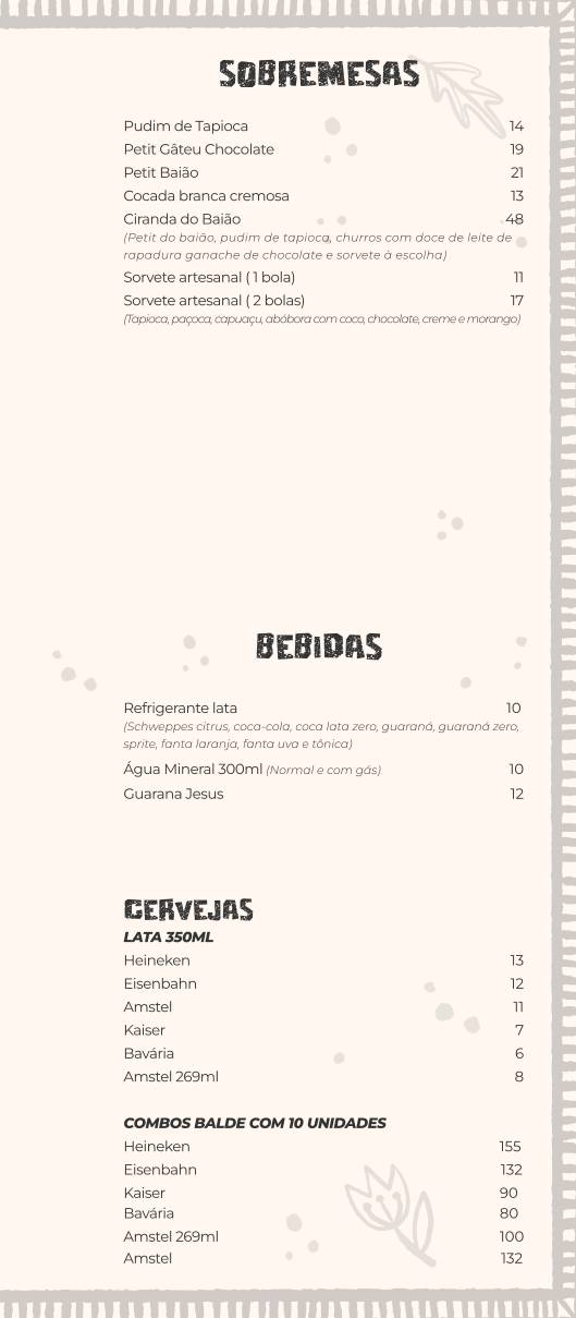 Baião Cozinha Nordestina cardápio