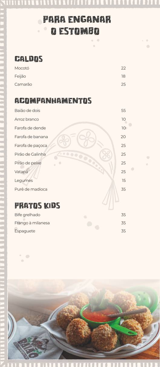 Baião Cozinha Nordestina cardápio