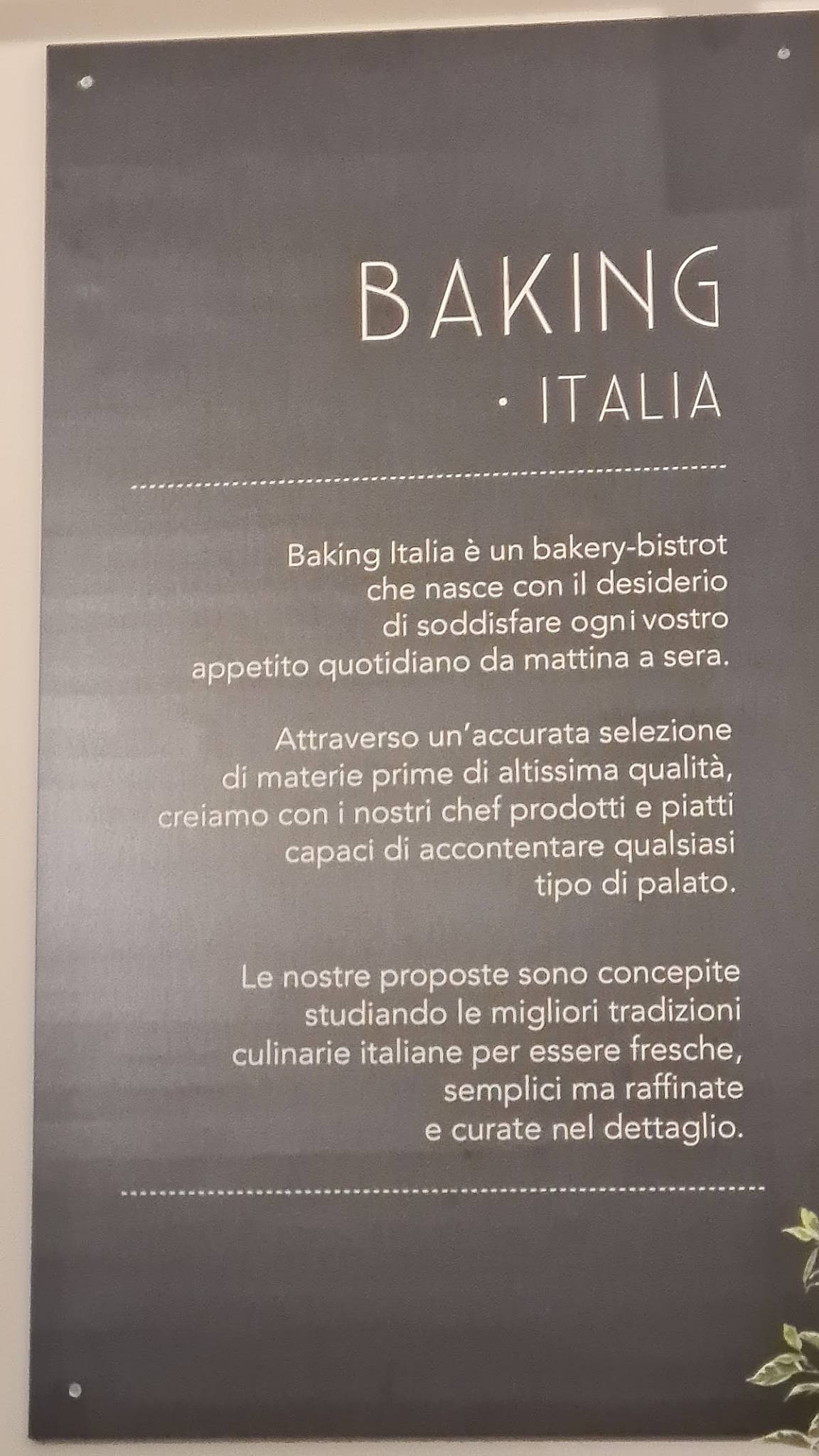 Menu di Baking Italia 