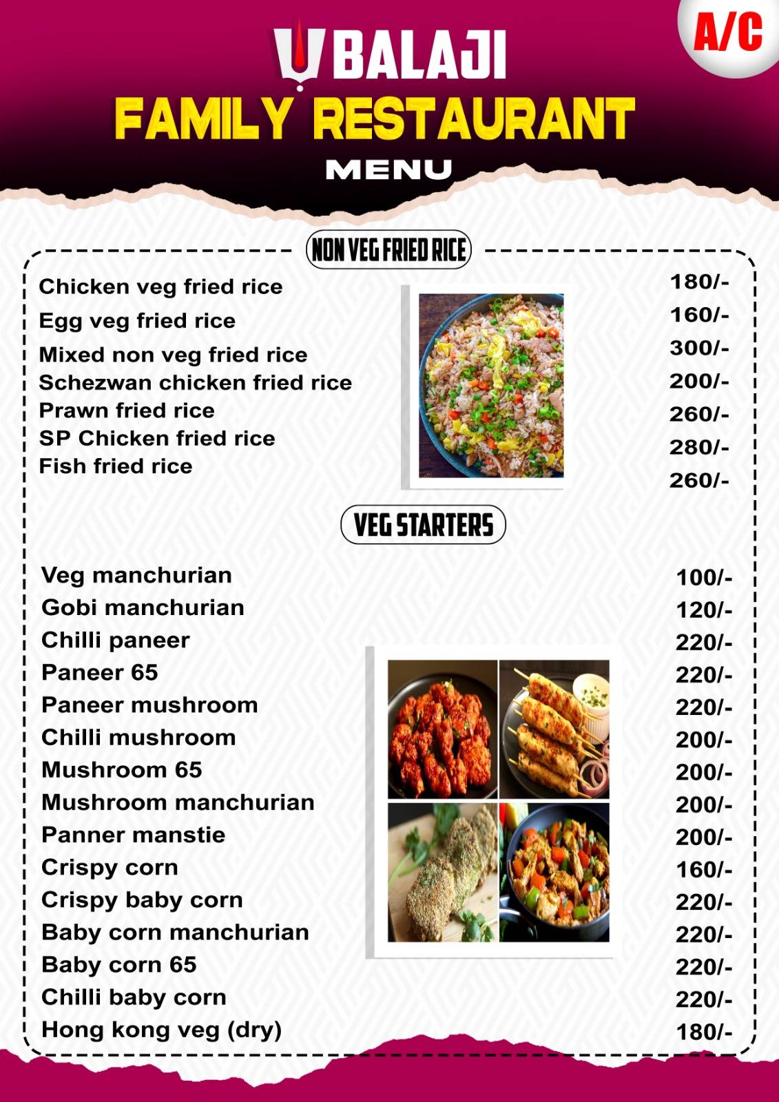 Balaji Family Restaurant (New) menu