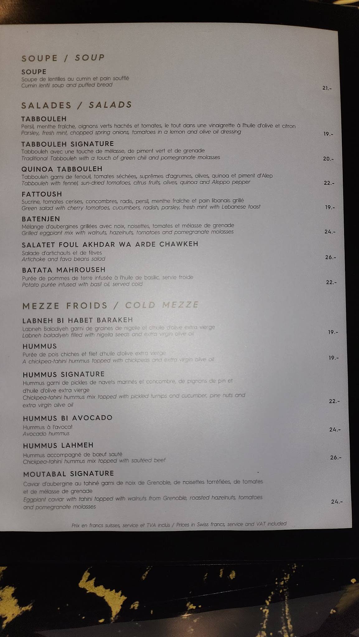 Menu di Restaurant Balila 