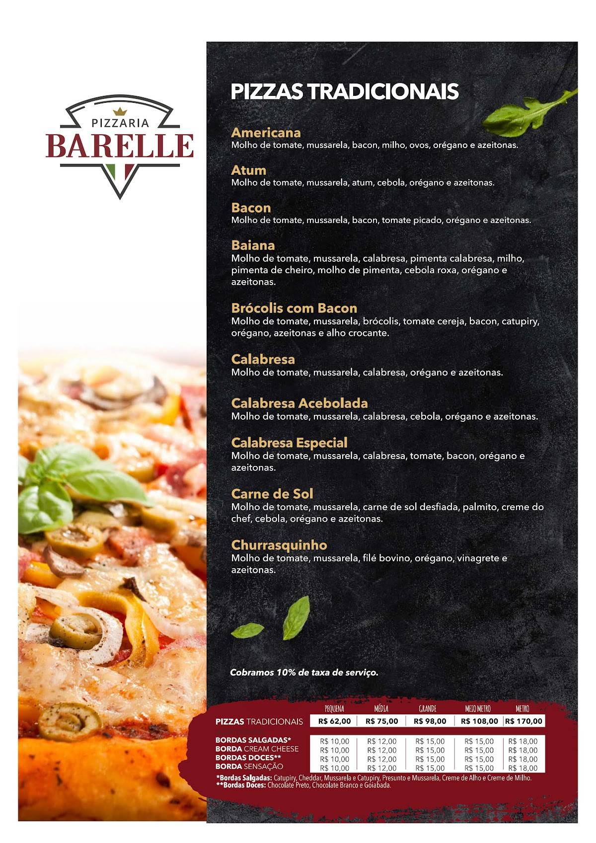 Barelle Pizzaria e Boliche cardápio