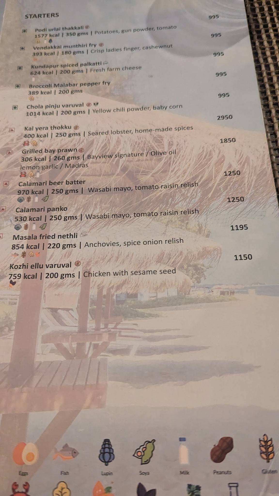 Bay View menu
