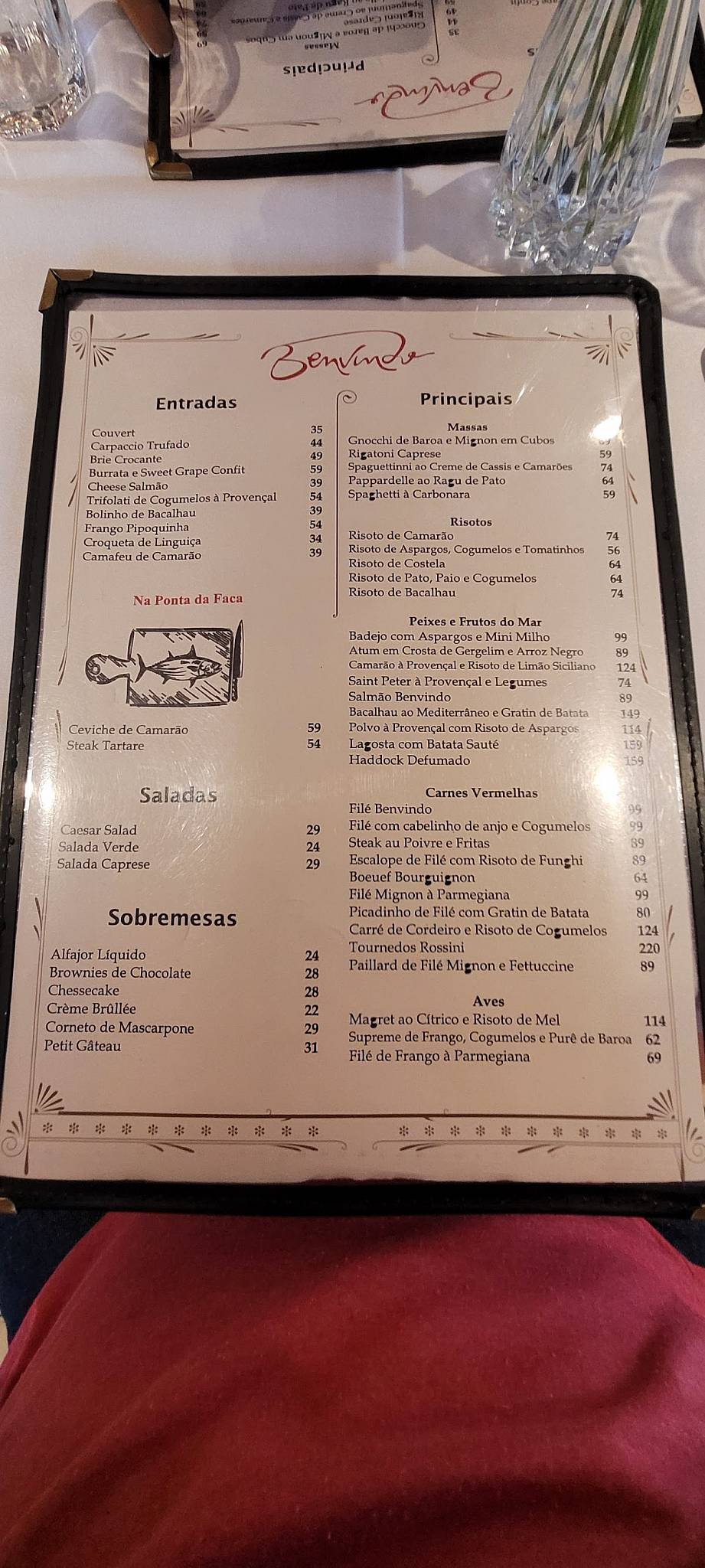 Benvindo Restaurante cardápio