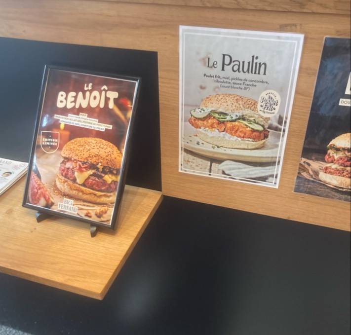Menu de Big Fernand Angers