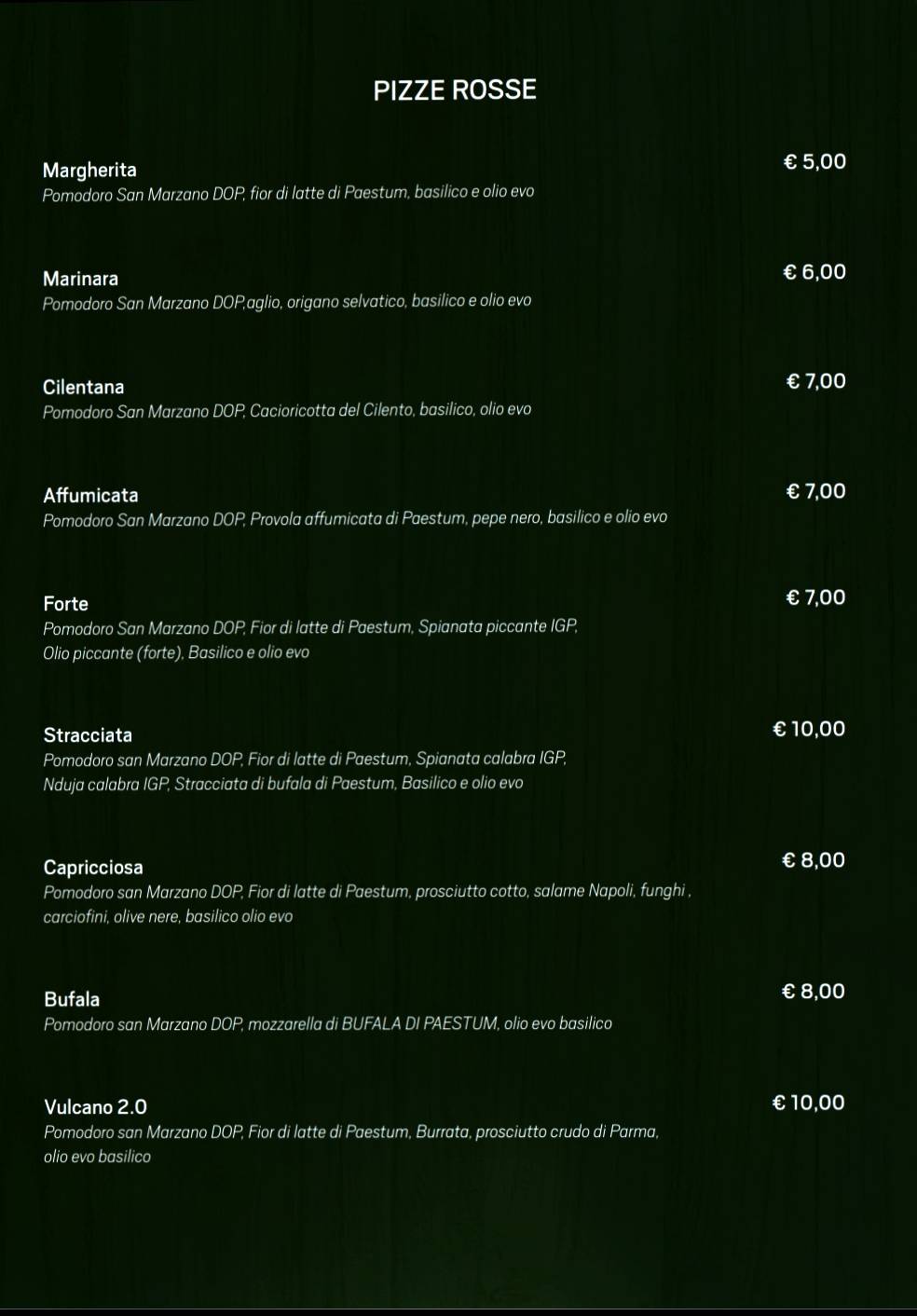 Menu di Biga pizzeria e gastronomia 