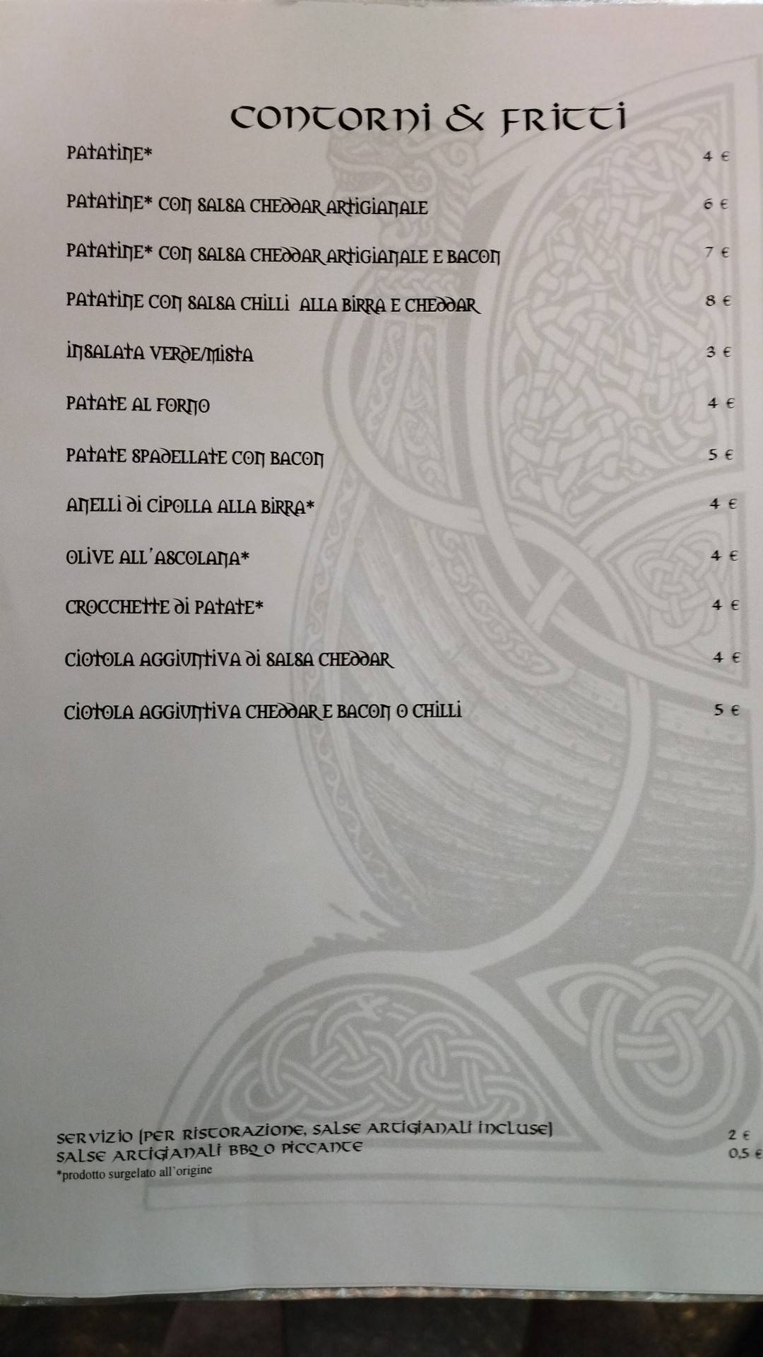 Menu di Birreria Valhalla 
