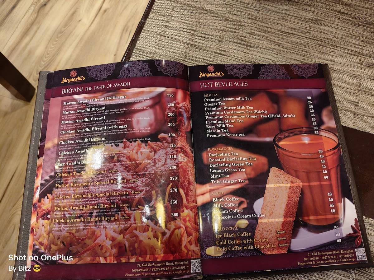 The New Biryanchi's menu