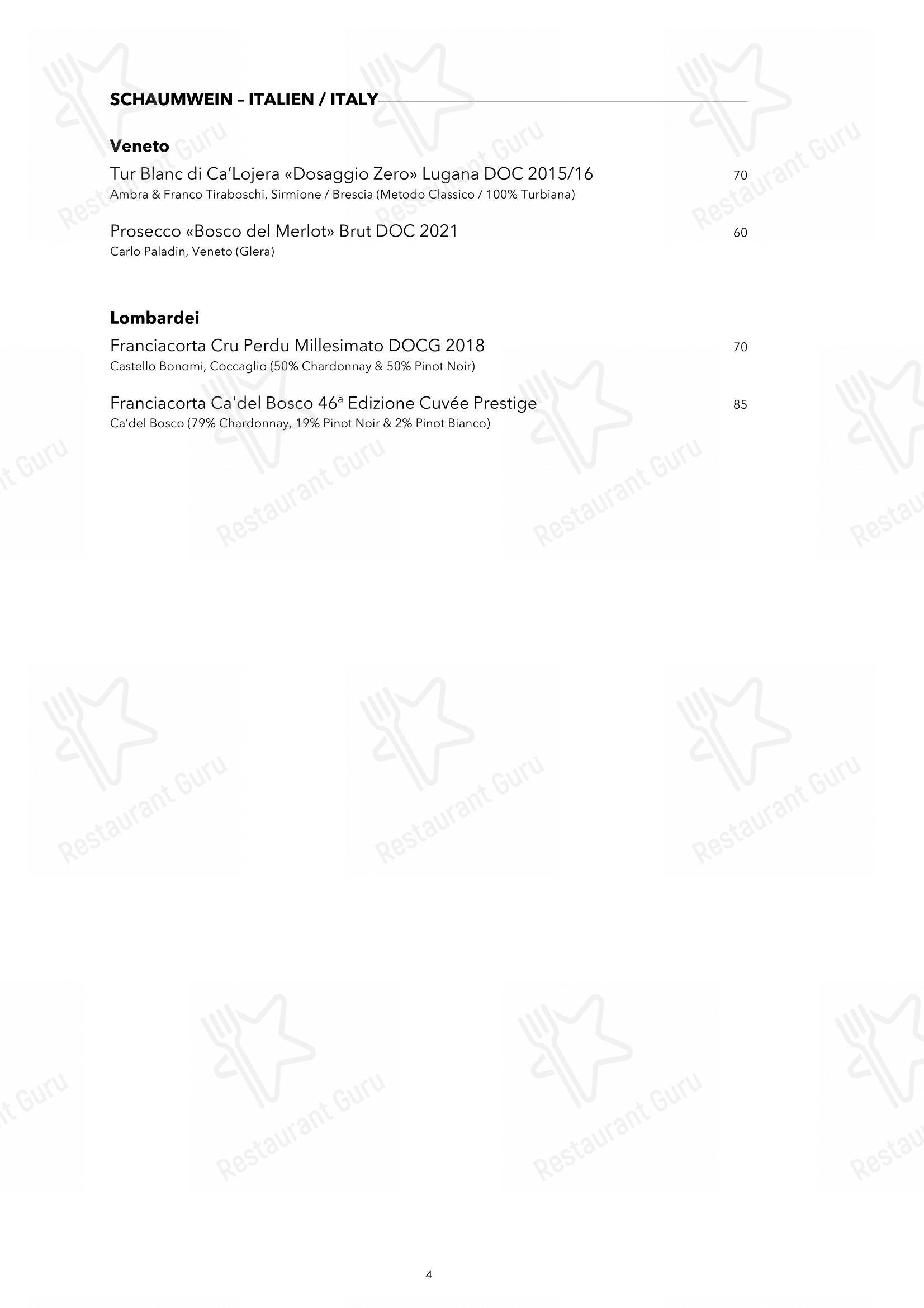 Blaue Ente in Zurigo - Основное меню