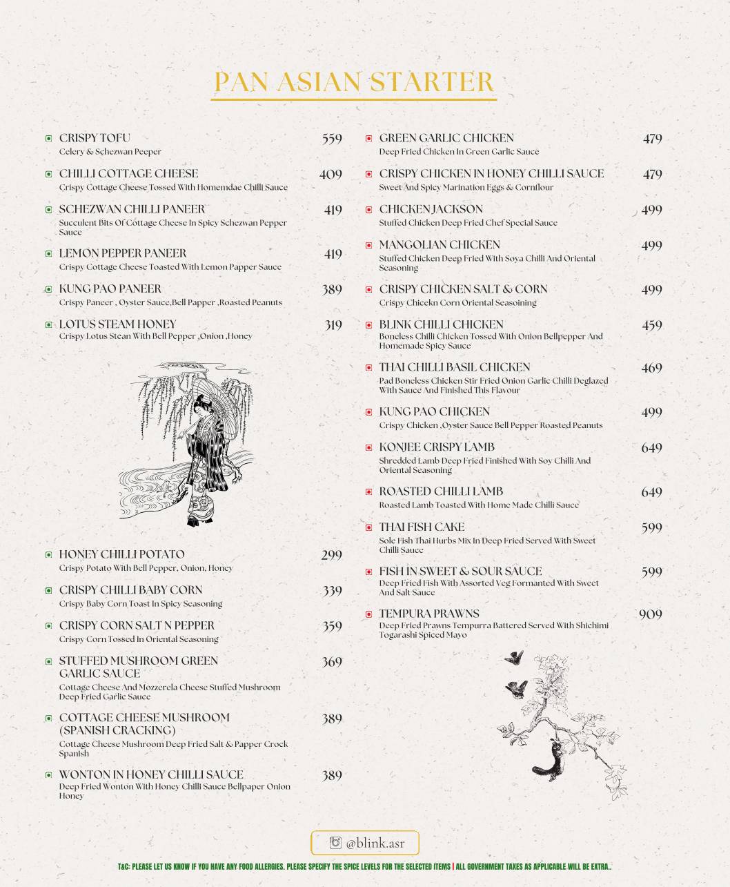 Blink Teppanyaki, Sushi, Multi Cuisine Restaurant menu