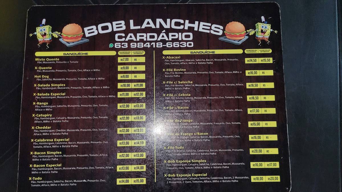 Bob Lanches cardápio