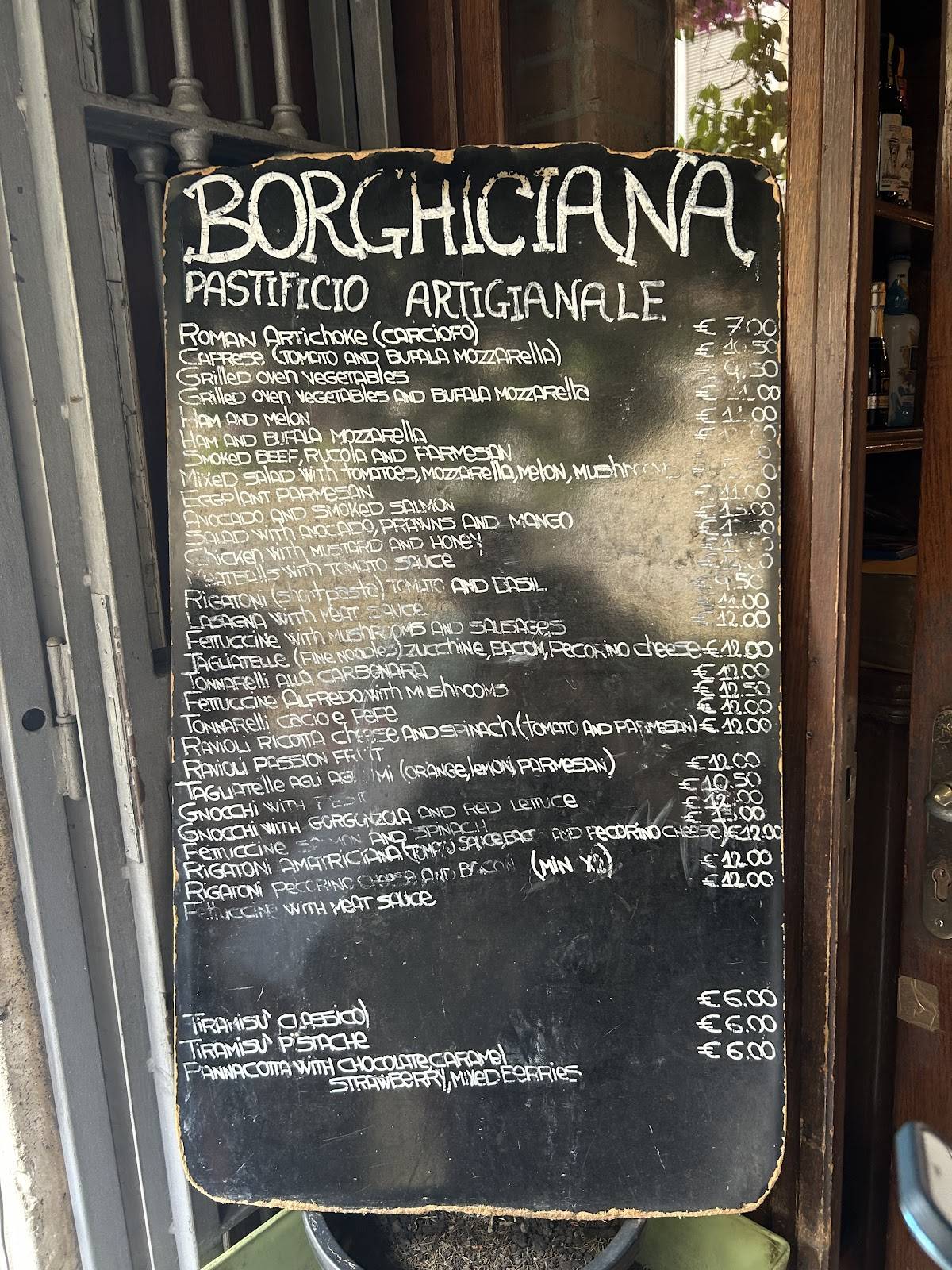 Menu di Borghiciana Pastificio Artigianale 