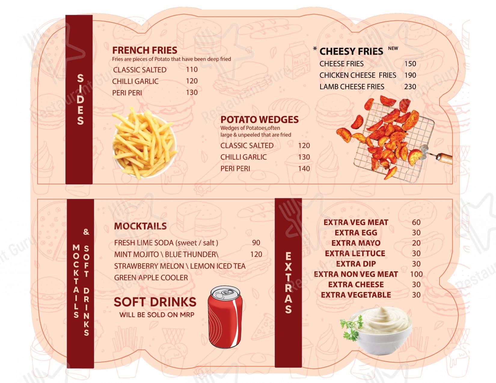 Boss of Burgers (BOB) menu