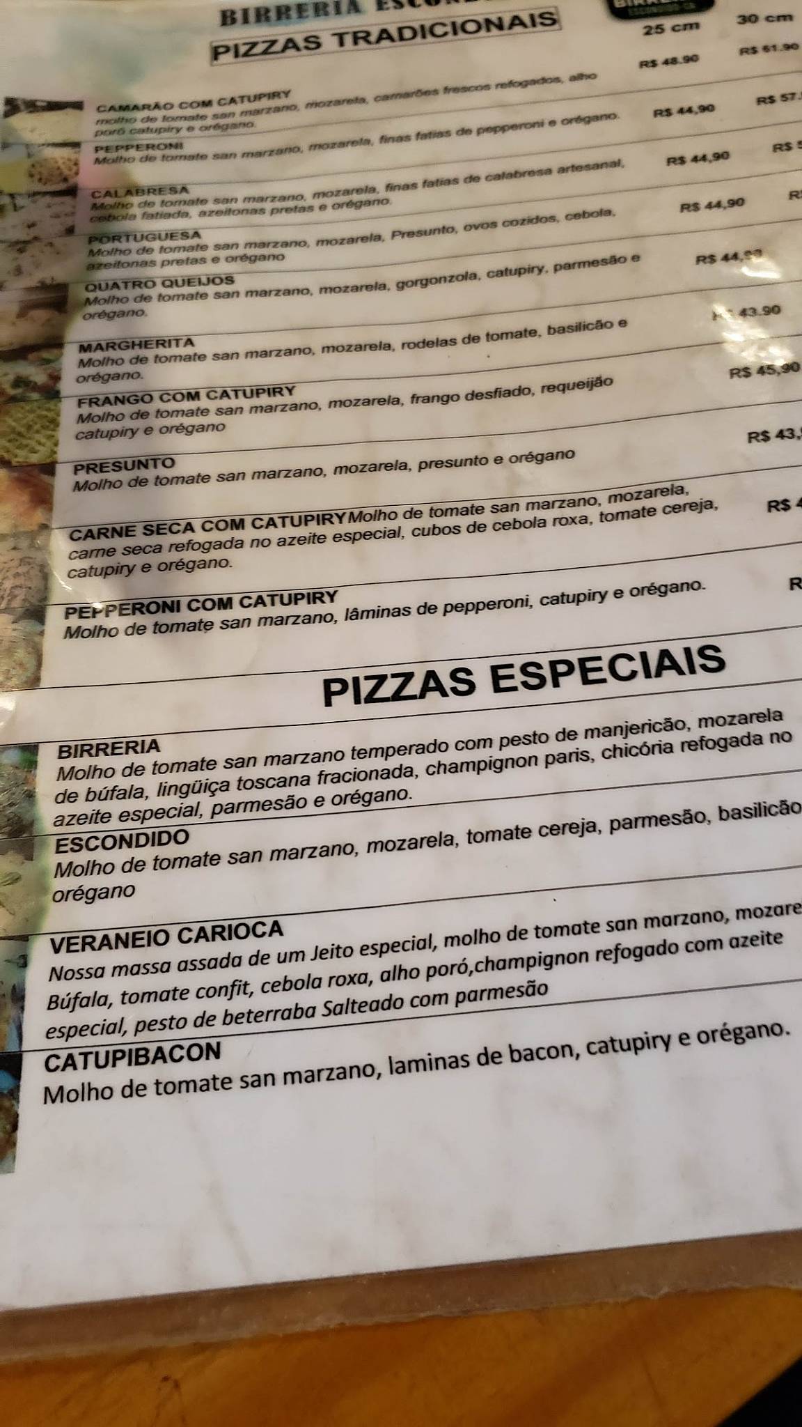 Boteco Colarinho Escondido cardápio