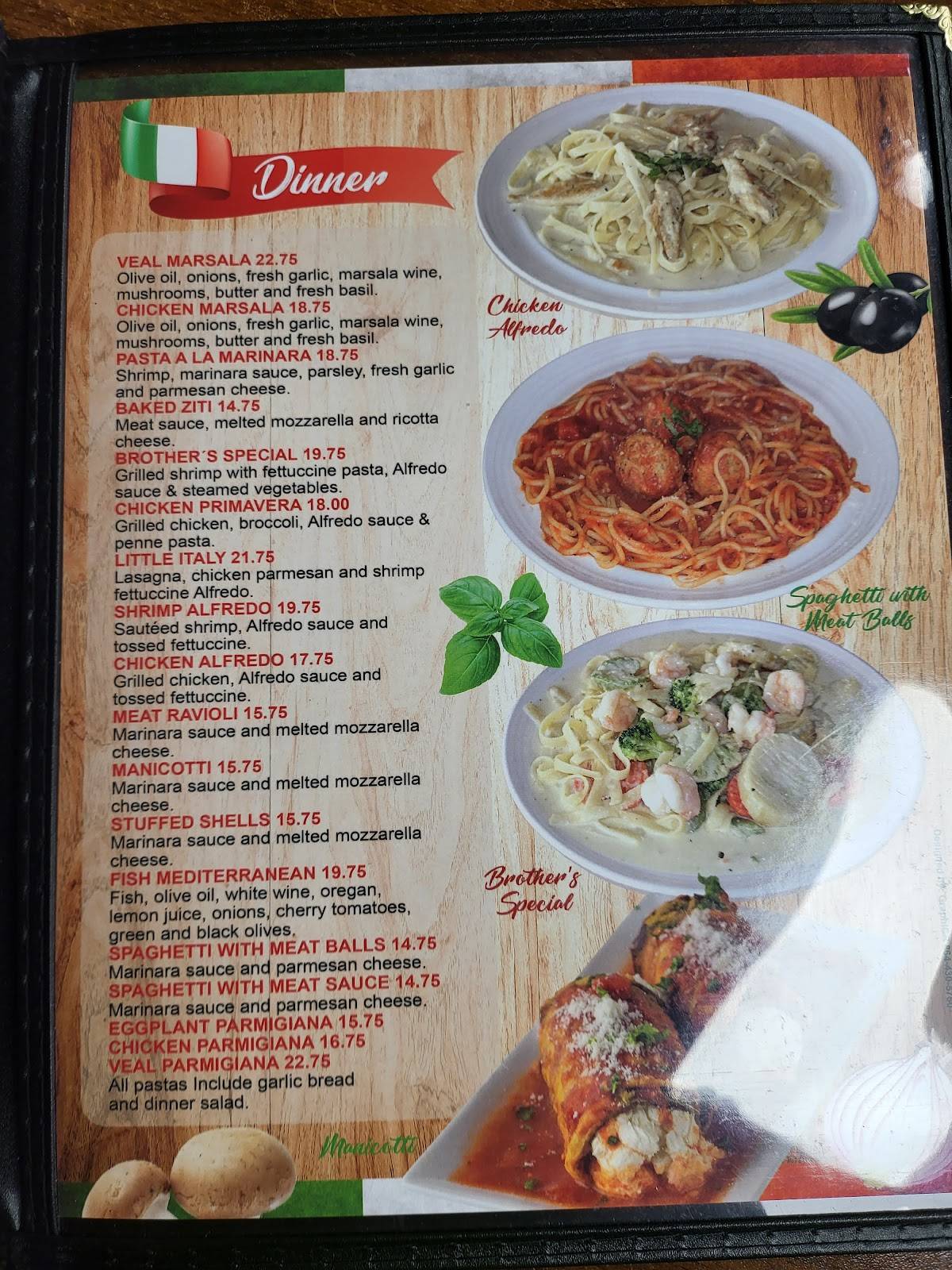 Menu At Brothers Italian Cuisine Restaurant Anderson