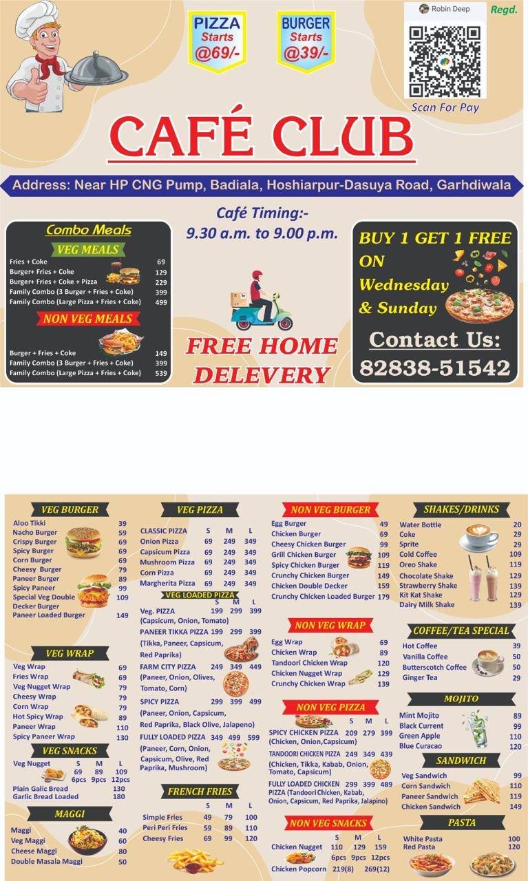 CAFE CLUB menu